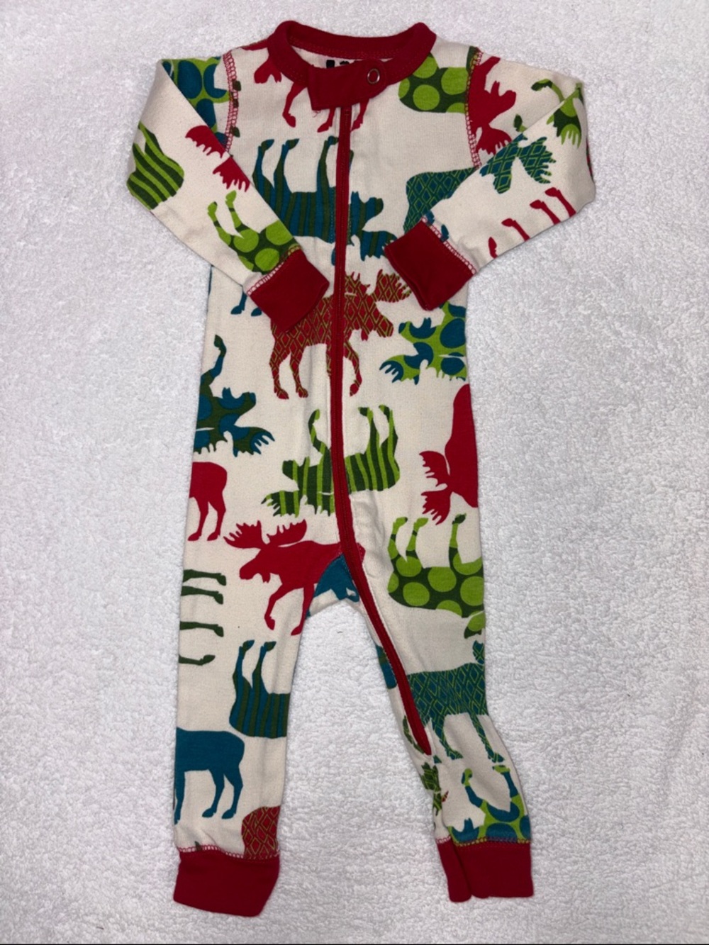 Lazy one Christmas moose cotton zip sleeper pajamas size 6m